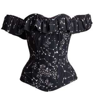 NWT Corset Story Astronomy Print Sleeved Corset Top